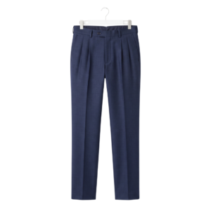 Tailored Navy Pleated Trousers in Wool Fabric – Medium Size